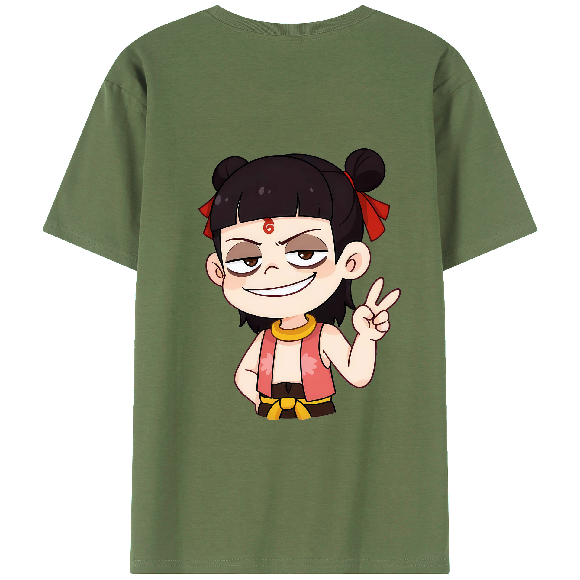 （画像用） Ne Zha 2 ナタ 魔童の大暴れ 綿100％ メンズ半袖Tシャツ（バックプリント） 通気性